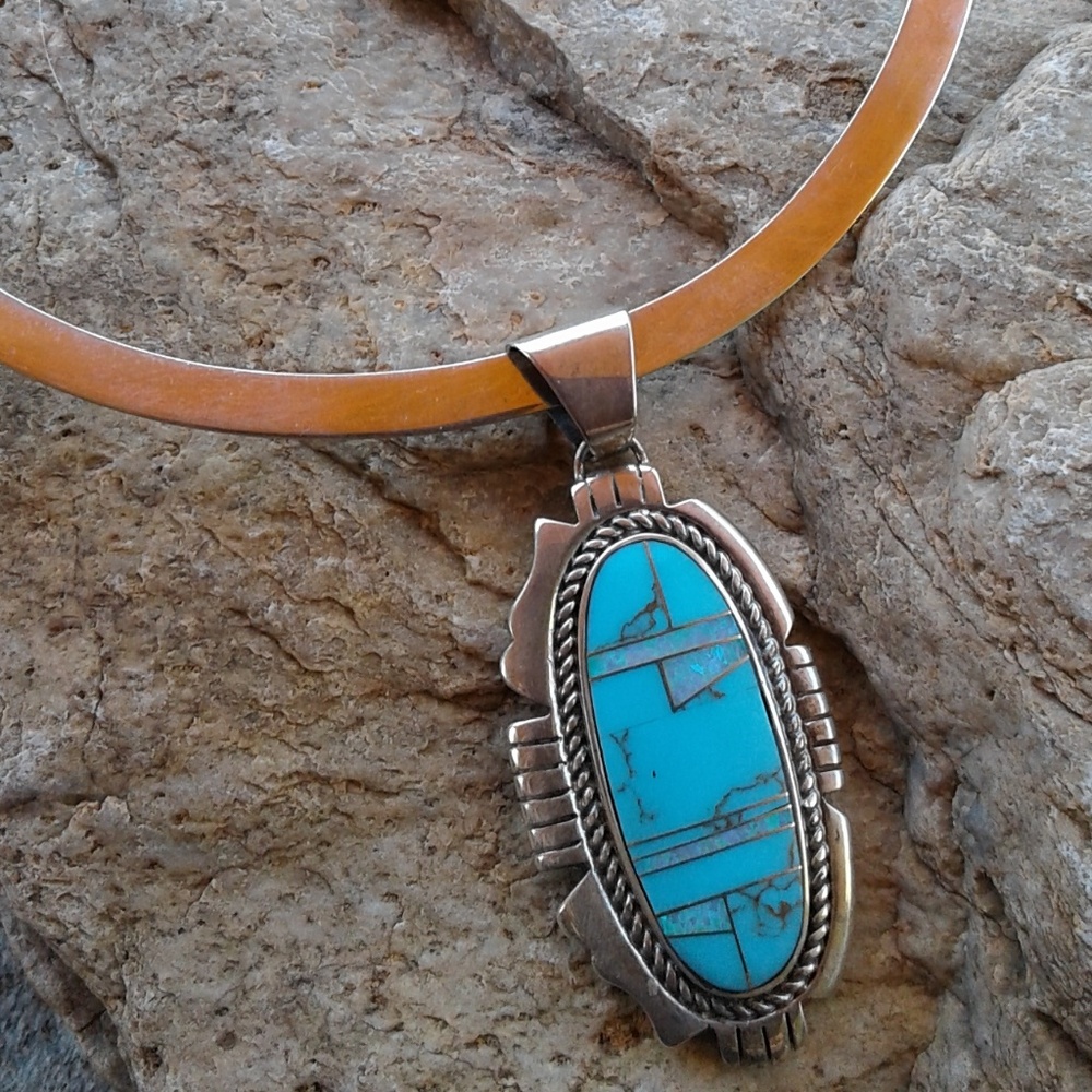 Sterling silver Turquoise collar necklace - Picture 4 of 5